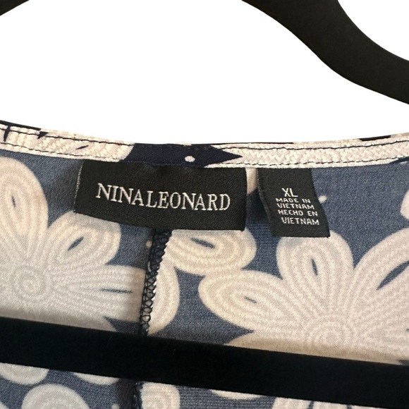 Nina Leonard Floral Navy Blue Dress Size XL - Picture 7 of 8